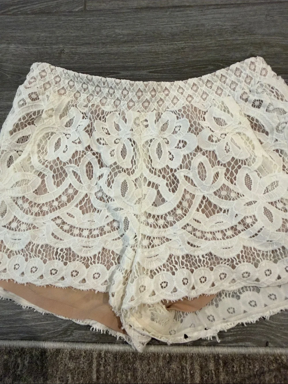 BCBGMaxAzria White High-Waist Crochet Lace Shorts